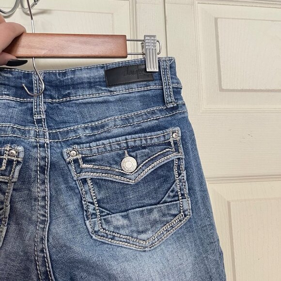 Vigoss Womens Blue Faux Flap Button Pocket Virgo Bermuda Jean Shorts Size 26 - Picture 5 of 10